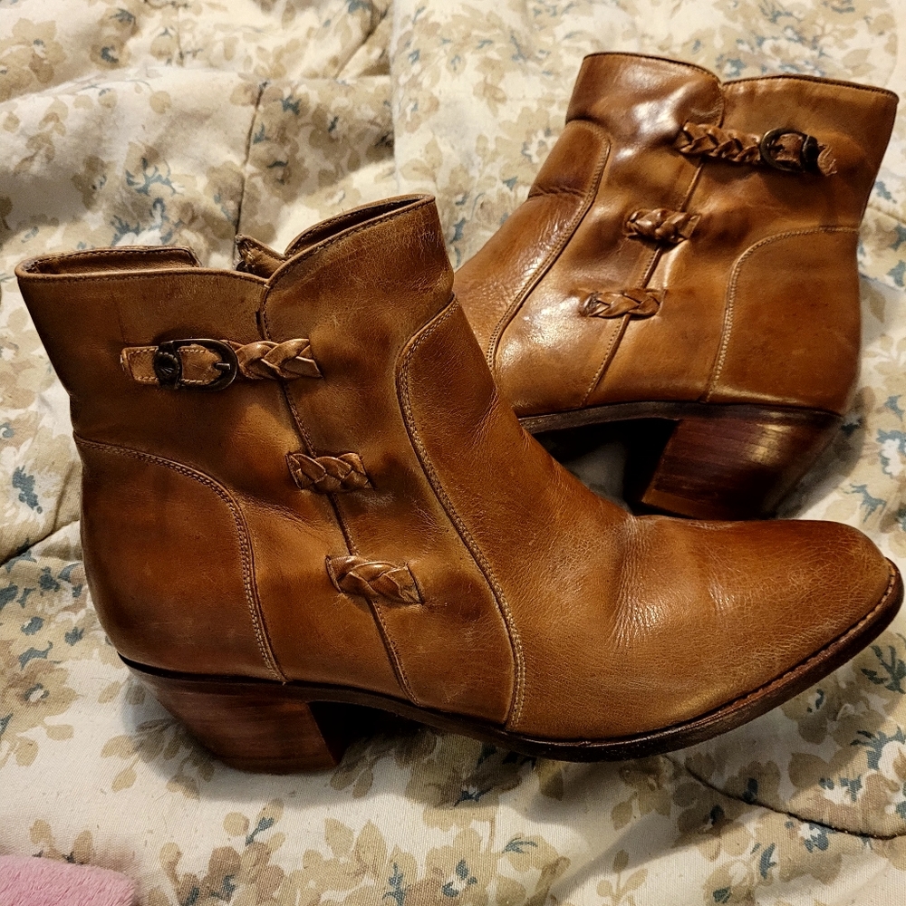 Vintage Father & Son Leather Heeled Booties
